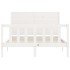 Estructura de cama con cabecero madera maciza blanco 140x190