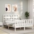 Estructura de cama con cabecero madera maciza blanco 120x200