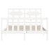 Estructura de cama con cabecero madera maciza blanco 120x200