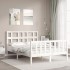 Estructura de cama con cabecero madera maciza blanco 140x190