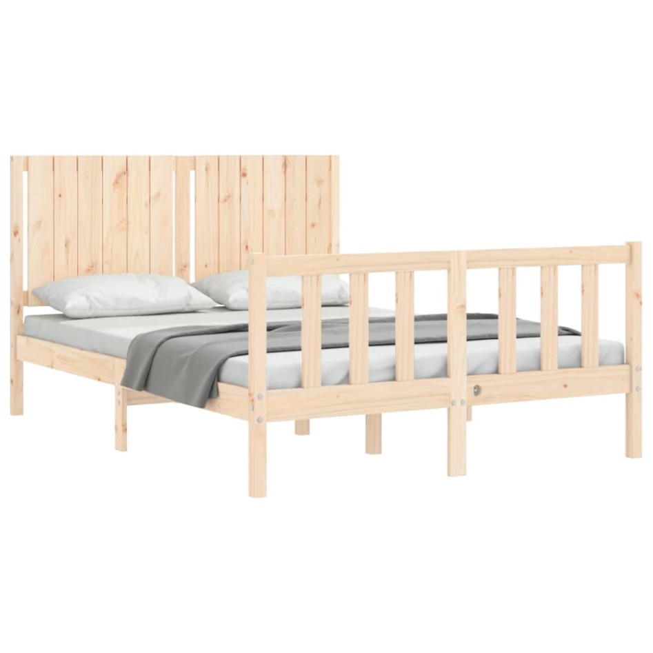 Estructura de cama con cabecero madera maciza 140x200