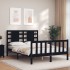 Estructura de cama con cabecero madera maciza negro 120x200