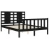 Estructura de cama con cabecero madera maciza negro 120x200