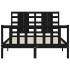 Estructura de cama con cabecero madera maciza negro 120x200