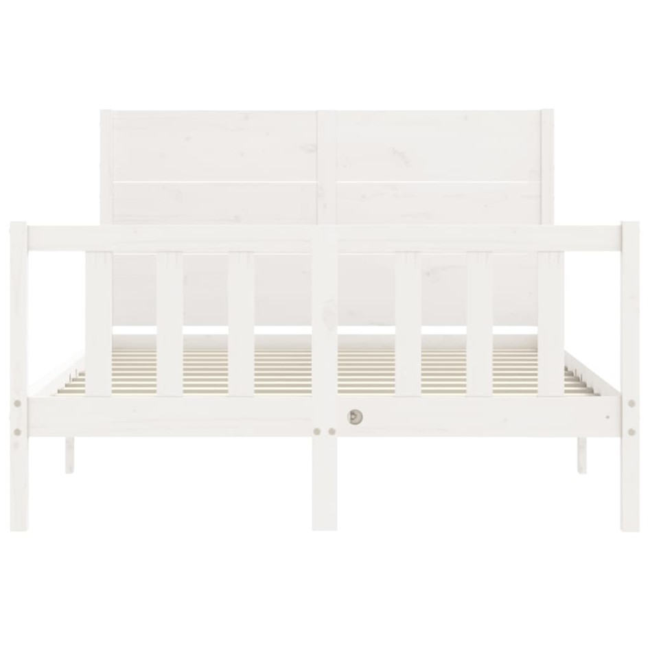 Estructura de cama con cabecero madera maciza blanco 120x200