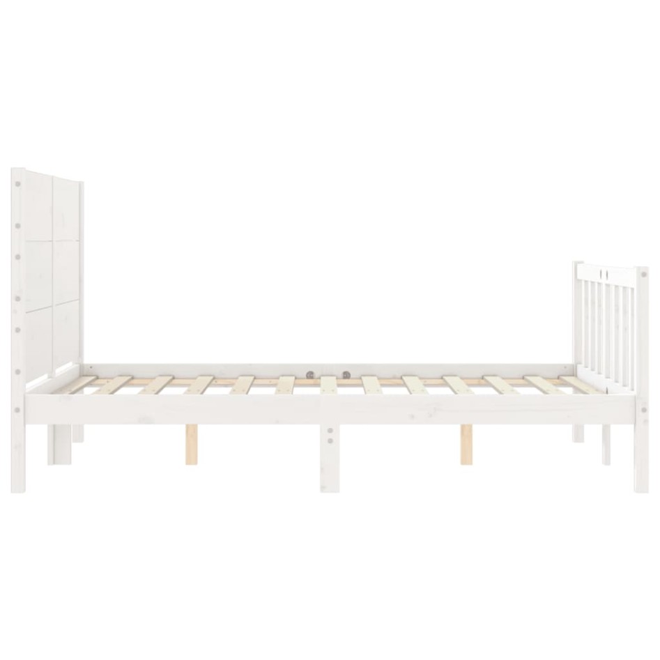 Estructura de cama con cabecero madera maciza blanco 120x200