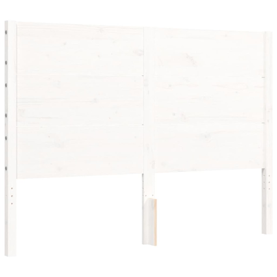 Estructura de cama con cabecero madera maciza blanco 120x200
