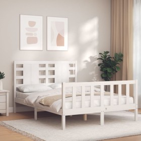 Estructura cama de matrimonio con cabecero madera maciza