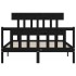 Estructura de cama con cabecero madera maciza negro 140x190
