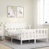 Estructura de cama con cabecero madera maciza blanco 140x190