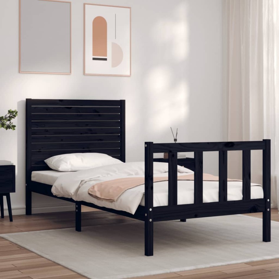 Estructura de cama con cabecero madera maciza