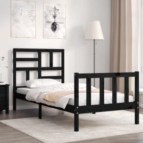 Estructura de cama con cabecero madera maciza