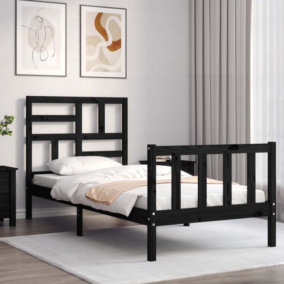 Estructura de cama con cabecero madera maciza