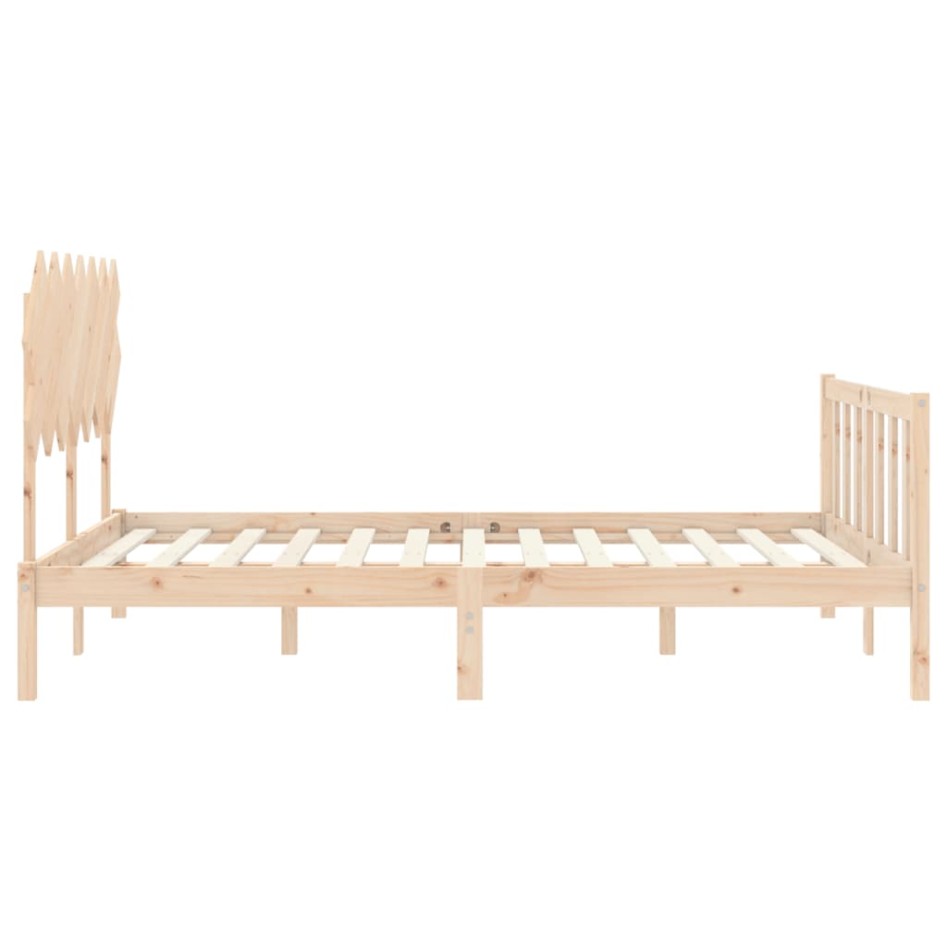 Estructura de cama con cabecero madera maciza 140x200