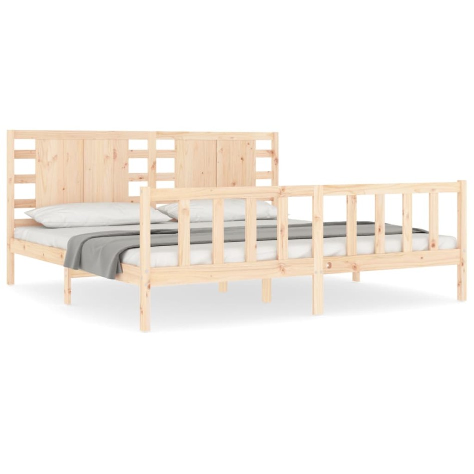 Estructura de cama con cabecero madera maciza 200x200