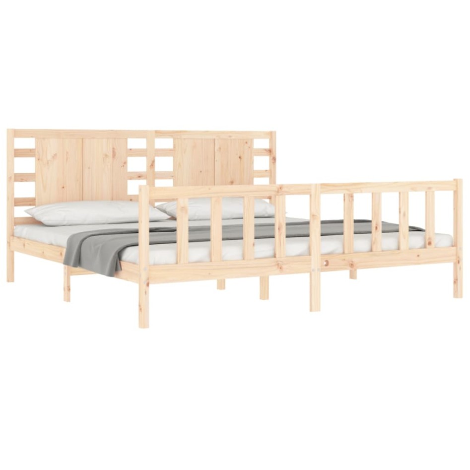 Estructura de cama con cabecero madera maciza 200x200