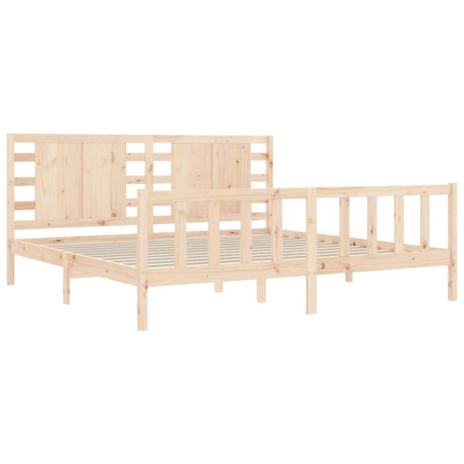 Estructura de cama con cabecero madera maciza 200x200
