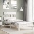 Estructura de cama con cabecero madera maciza blanco 90x200