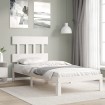 Estructura de cama con cabecero madera maciza blanco 90x200 cm