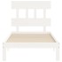 Estructura de cama con cabecero madera maciza blanco 90x200