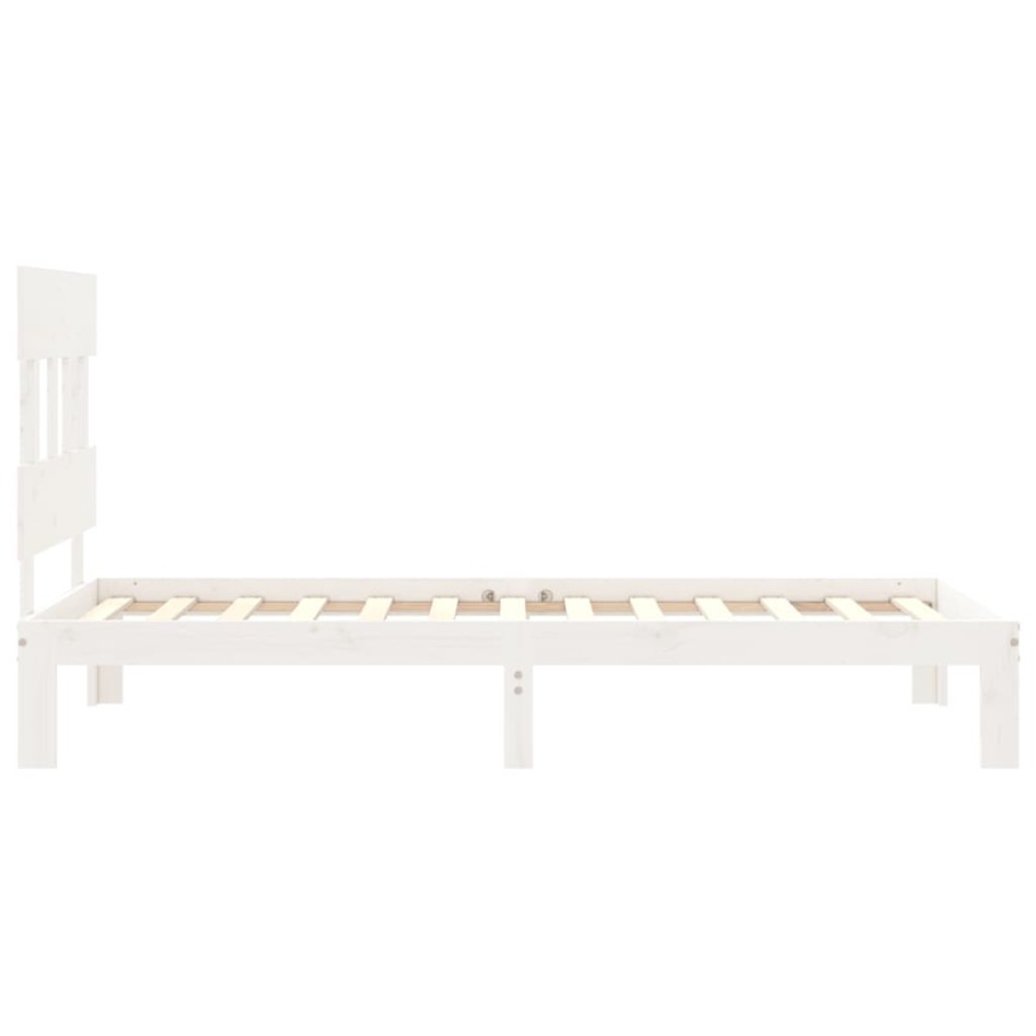 Estructura de cama con cabecero madera maciza blanco 90x200