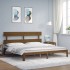 Estructura cama y cabecero madera maciza marrón miel 200x200