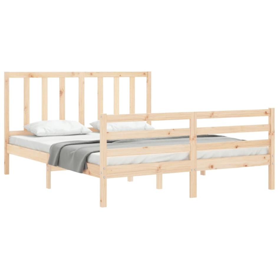Estructura de cama con cabecero madera maciza 160x200