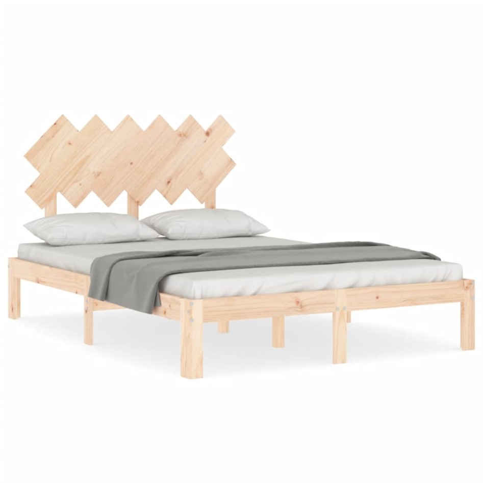 Estructura de cama de matrimonio con cabecero madera