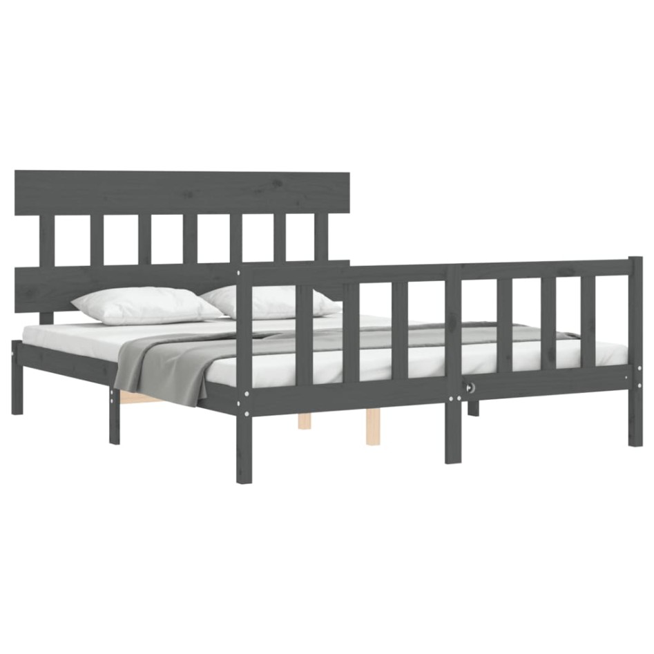 Estructura de cama matrimonio con cabecero madera maciza