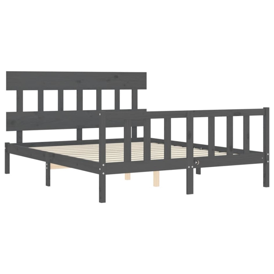 Estructura de cama matrimonio con cabecero madera maciza