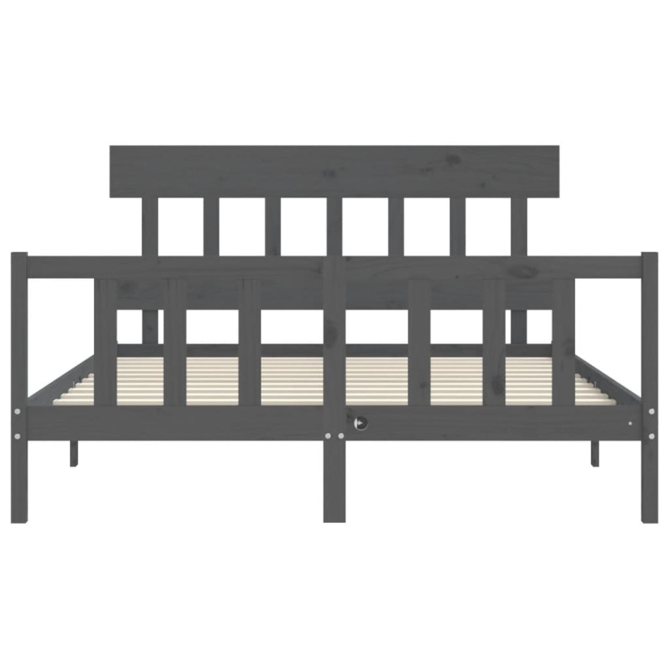 Estructura de cama matrimonio con cabecero madera maciza