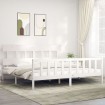 Estructura de cama con cabecero madera maciza blanco 200x200cm