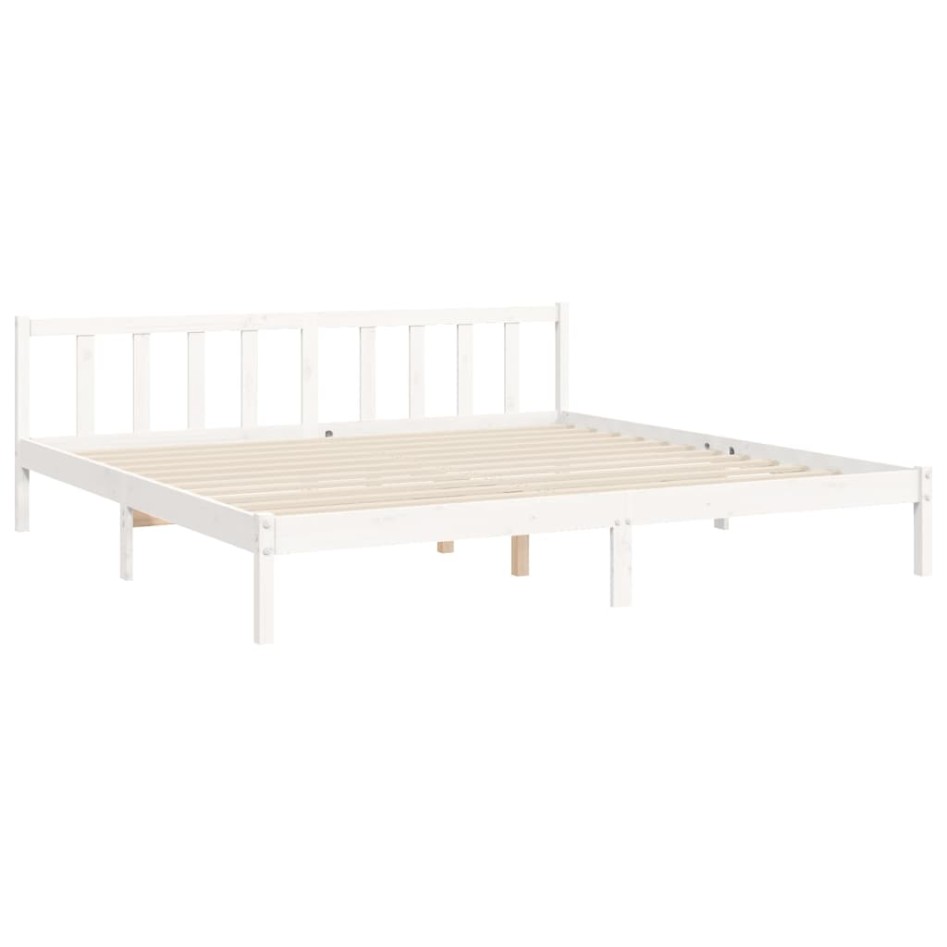 Estructura de cama con cabecero madera maciza blanco