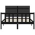 Estructura de cama con cabecero madera maciza negro 140x200
