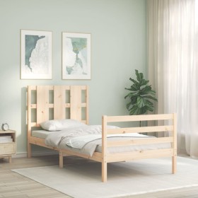 Estructura de cama individual con cabecero madera