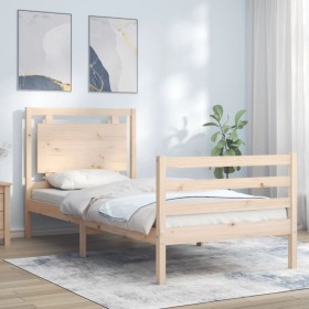 Estructura de cama con cabecero madera maciza 100x200