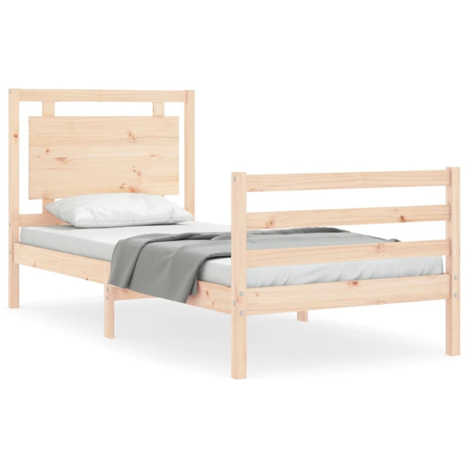 Estructura de cama con cabecero madera maciza 100x200