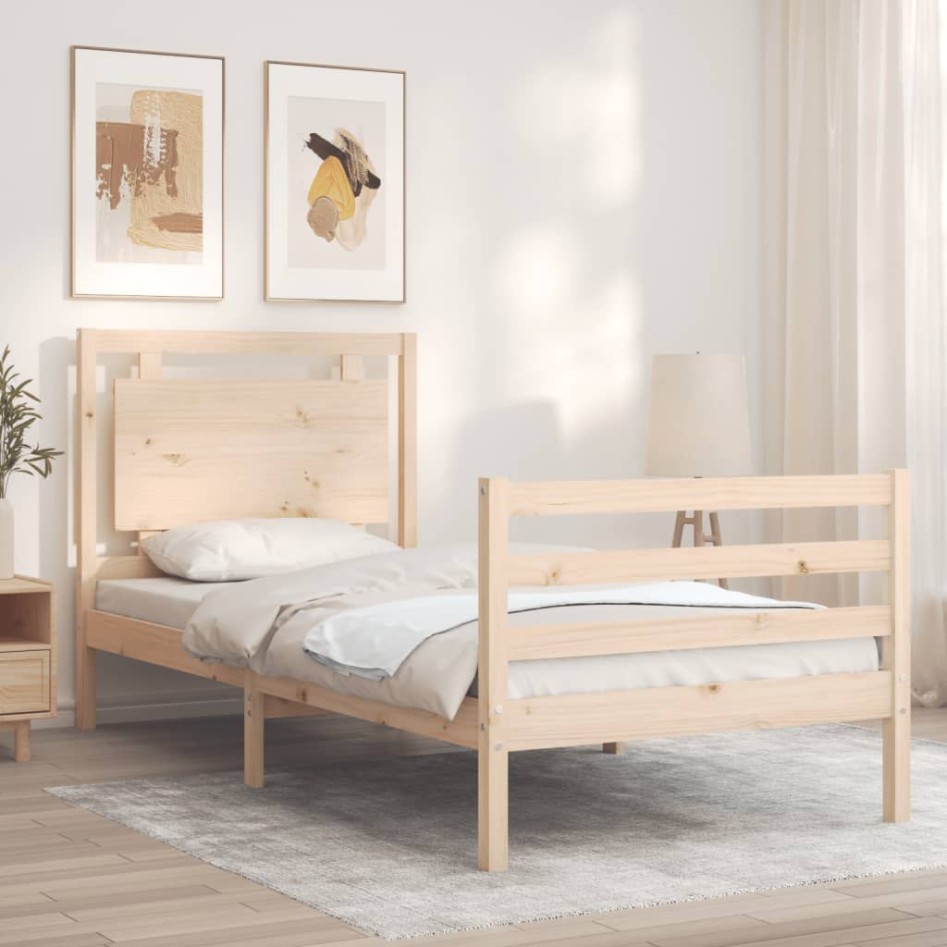 Estructura de cama con cabecero madera maciza 100x200
