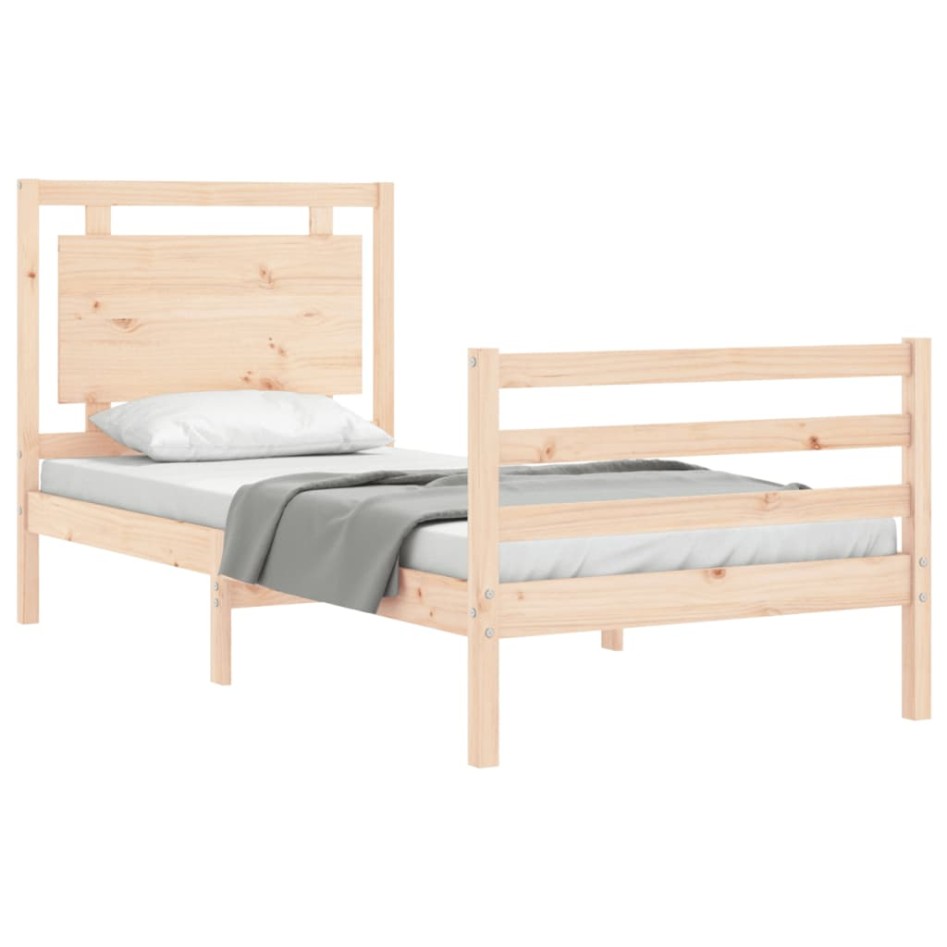 Estructura de cama con cabecero madera maciza 100x200