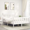 Estructura de cama con cabecero madera maciza blanco 140x190 cm