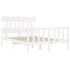 Estructura de cama con cabecero madera maciza blanco 140x190