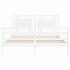Estructura de cama con cabecero madera maciza blanco 160x200