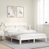 Estructura de cama con cabecero madera maciza blanco 160x200