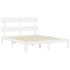 Estructura de cama con cabecero madera maciza blanco 160x200