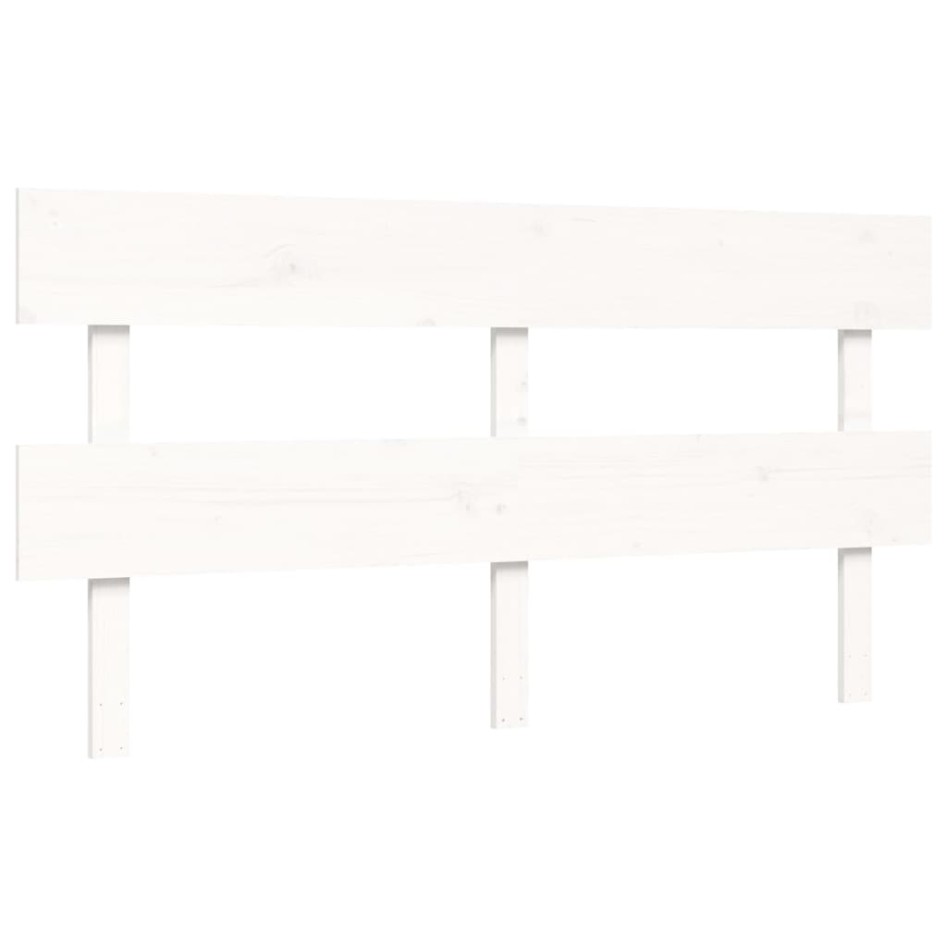 Estructura de cama con cabecero madera maciza blanco 160x200