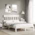 Estructura de cama con cabecero madera maciza blanco 140x190