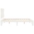 Estructura de cama con cabecero madera maciza blanco 140x190