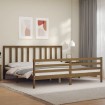 Estructura cama y cabecero madera maciza marrón miel 200x200 cm