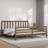 Estructura cama y cabecero madera maciza marrón miel 200x200