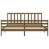 Estructura cama y cabecero madera maciza marrón miel 200x200